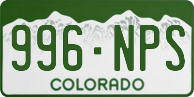 CO license plate 996NPS