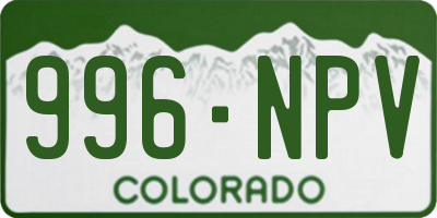 CO license plate 996NPV