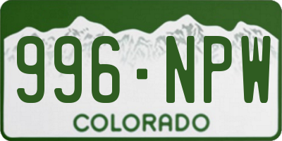 CO license plate 996NPW