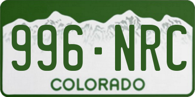 CO license plate 996NRC