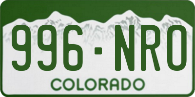 CO license plate 996NRO