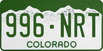 CO license plate 996NRT