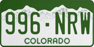 CO license plate 996NRW