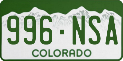 CO license plate 996NSA