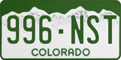 CO license plate 996NST