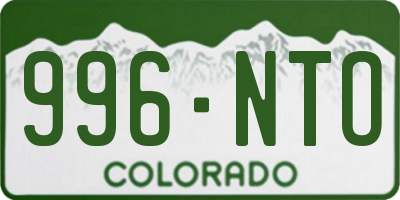 CO license plate 996NTO