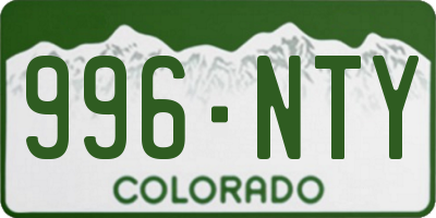 CO license plate 996NTY