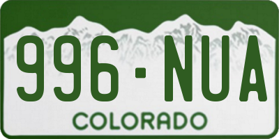CO license plate 996NUA