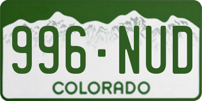 CO license plate 996NUD