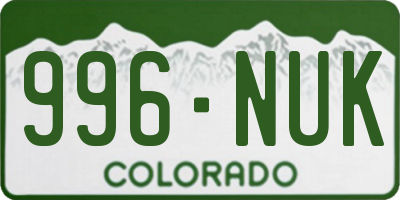 CO license plate 996NUK