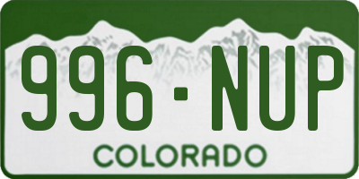 CO license plate 996NUP