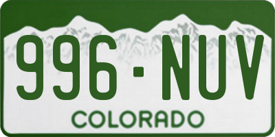CO license plate 996NUV