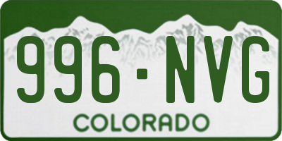 CO license plate 996NVG