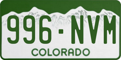 CO license plate 996NVM