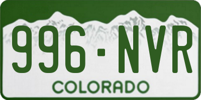 CO license plate 996NVR