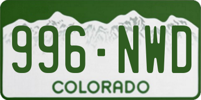 CO license plate 996NWD