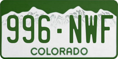 CO license plate 996NWF