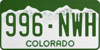 CO license plate 996NWH