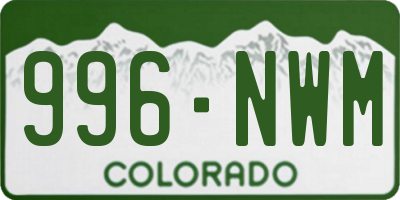 CO license plate 996NWM