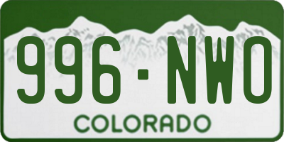 CO license plate 996NWO