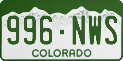 CO license plate 996NWS
