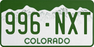 CO license plate 996NXT
