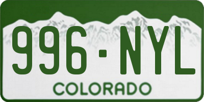 CO license plate 996NYL