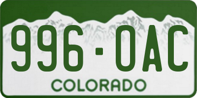 CO license plate 996OAC