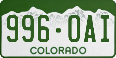 CO license plate 996OAI