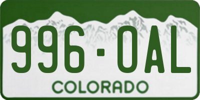 CO license plate 996OAL