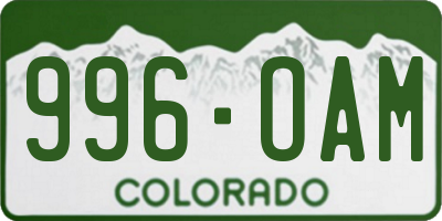 CO license plate 996OAM