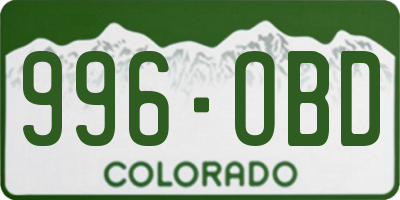 CO license plate 996OBD