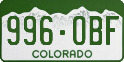 CO license plate 996OBF