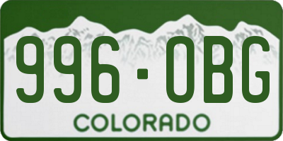 CO license plate 996OBG