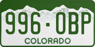 CO license plate 996OBP