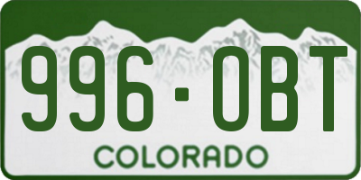 CO license plate 996OBT