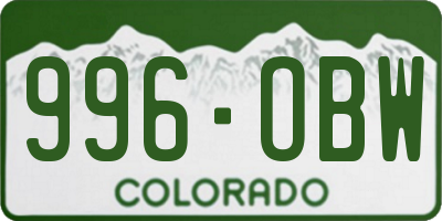 CO license plate 996OBW