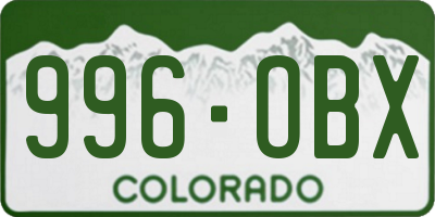 CO license plate 996OBX