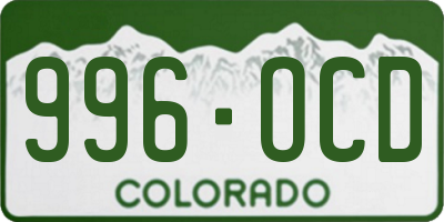 CO license plate 996OCD