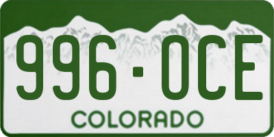 CO license plate 996OCE