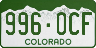 CO license plate 996OCF