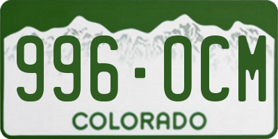 CO license plate 996OCM