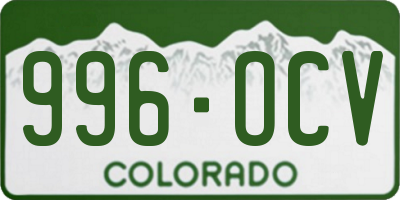 CO license plate 996OCV