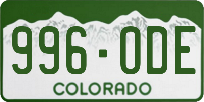 CO license plate 996ODE