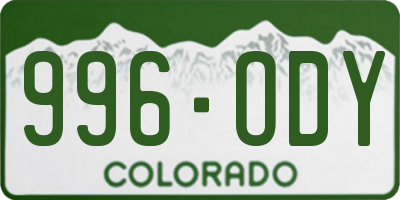 CO license plate 996ODY