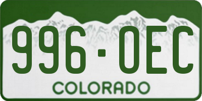 CO license plate 996OEC