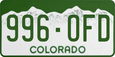 CO license plate 996OFD