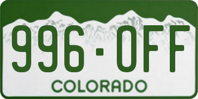 CO license plate 996OFF