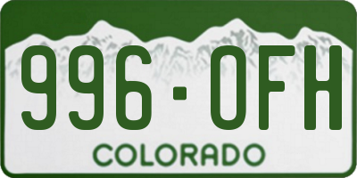 CO license plate 996OFH