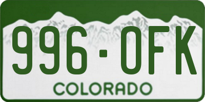 CO license plate 996OFK